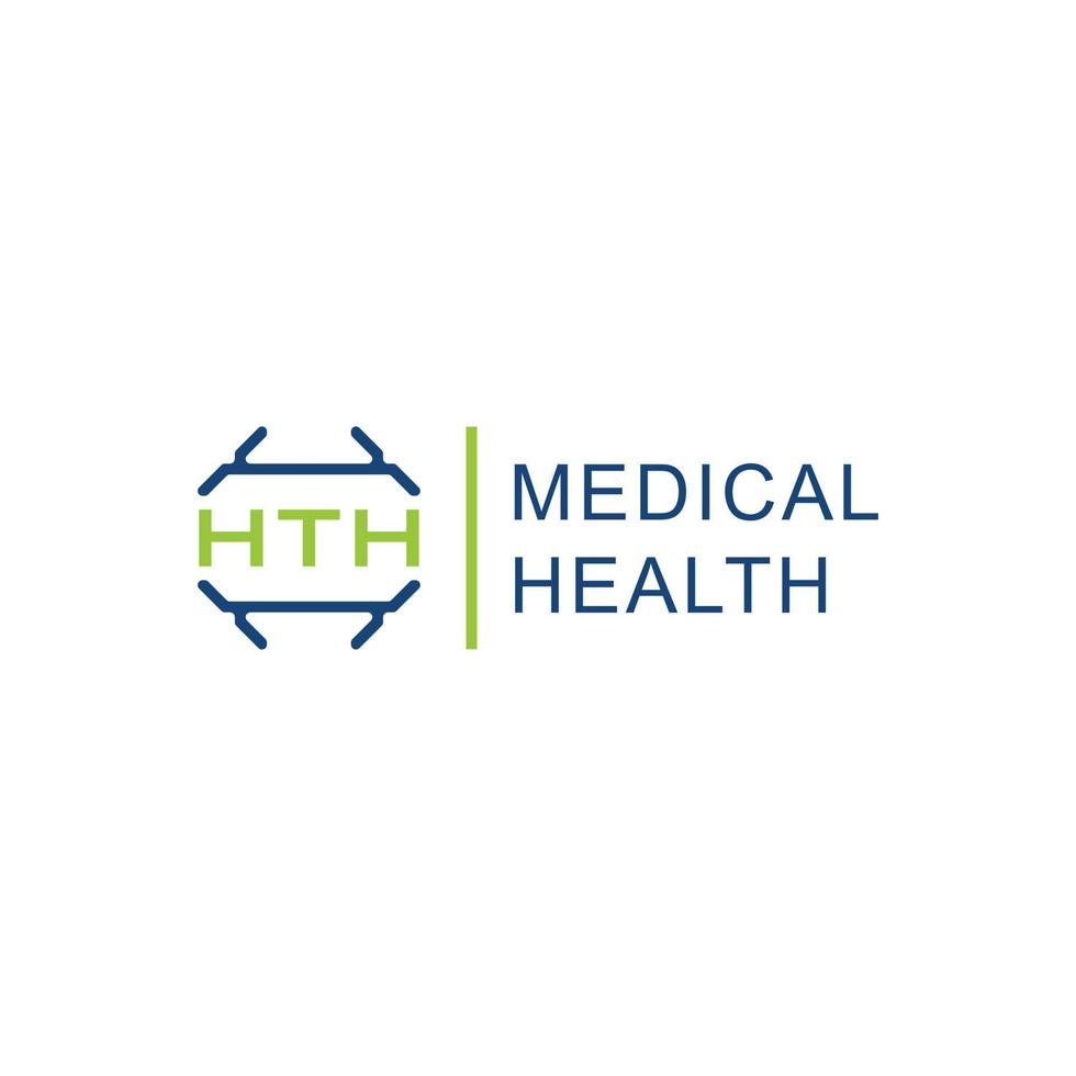 abstrakter Anfangsbuchstabe hth isoliert mit abstraktem Plus-Logo für die Inspiration des Logo-Designs von Gesundheitsberatungsdiensten vektor