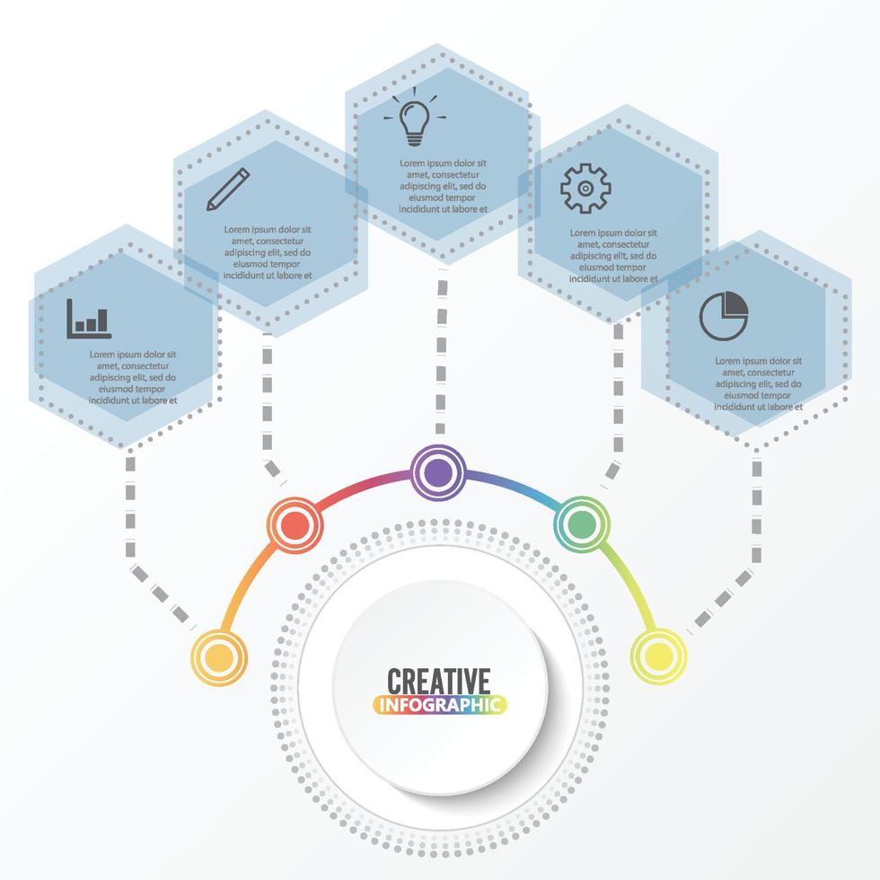 Vektor-Infografik-Vorlage mit 3D-Papieretikett, integrierte Kreise. Geschäftskonzept mit Optionen. für Inhalt, Diagramm, Flussdiagramm, Schritte, Teile, Zeitleisten-Infografiken, Workflow-Layout, Diagramm vektor