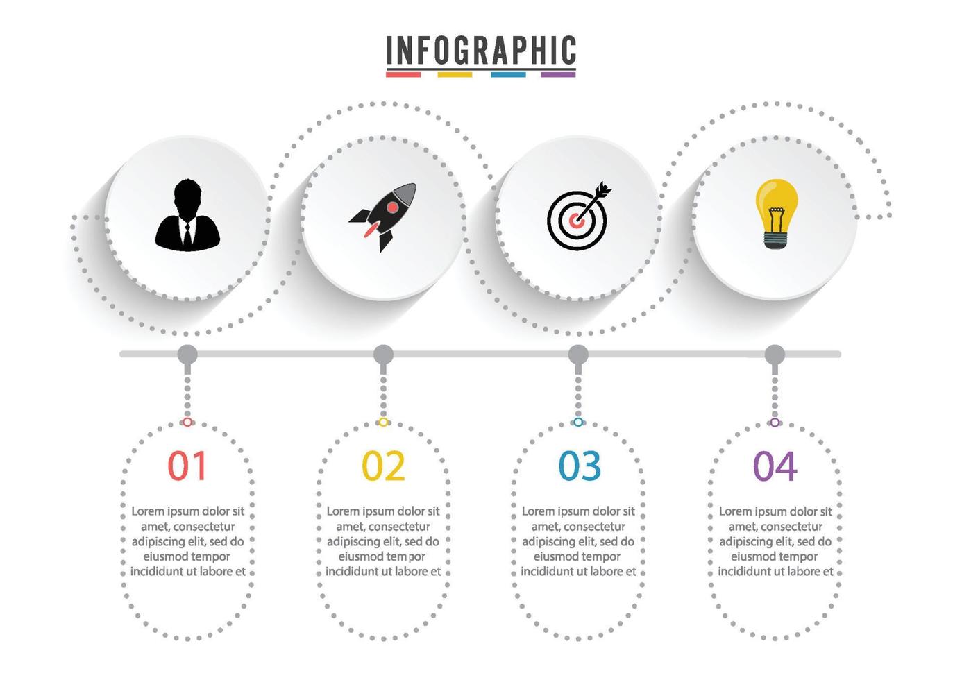 infographic design vektor och marknadsföring ikoner kan användas för arbetsflöde layout, diagram, årsredovisning, webbdesign. affärsidé med 4 alternativ, steg eller processer.