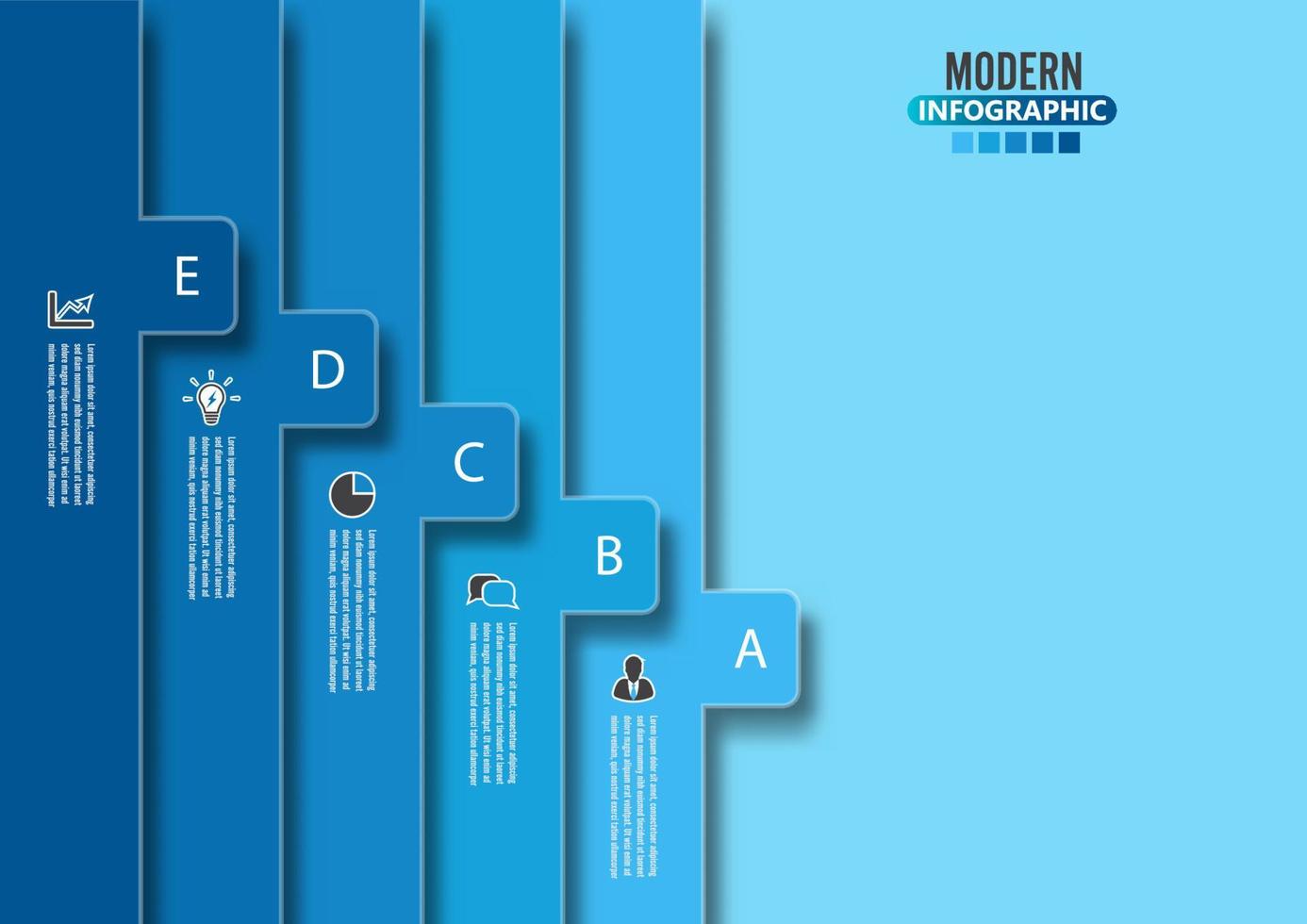 vektor infographic mall med 3d pappersetikett, integrerade cirklar. affärsidé med 5 alternativ. för innehåll, diagram, flödesschema, steg, delar, tidslinjeinfografik, arbetsflöde, diagram.