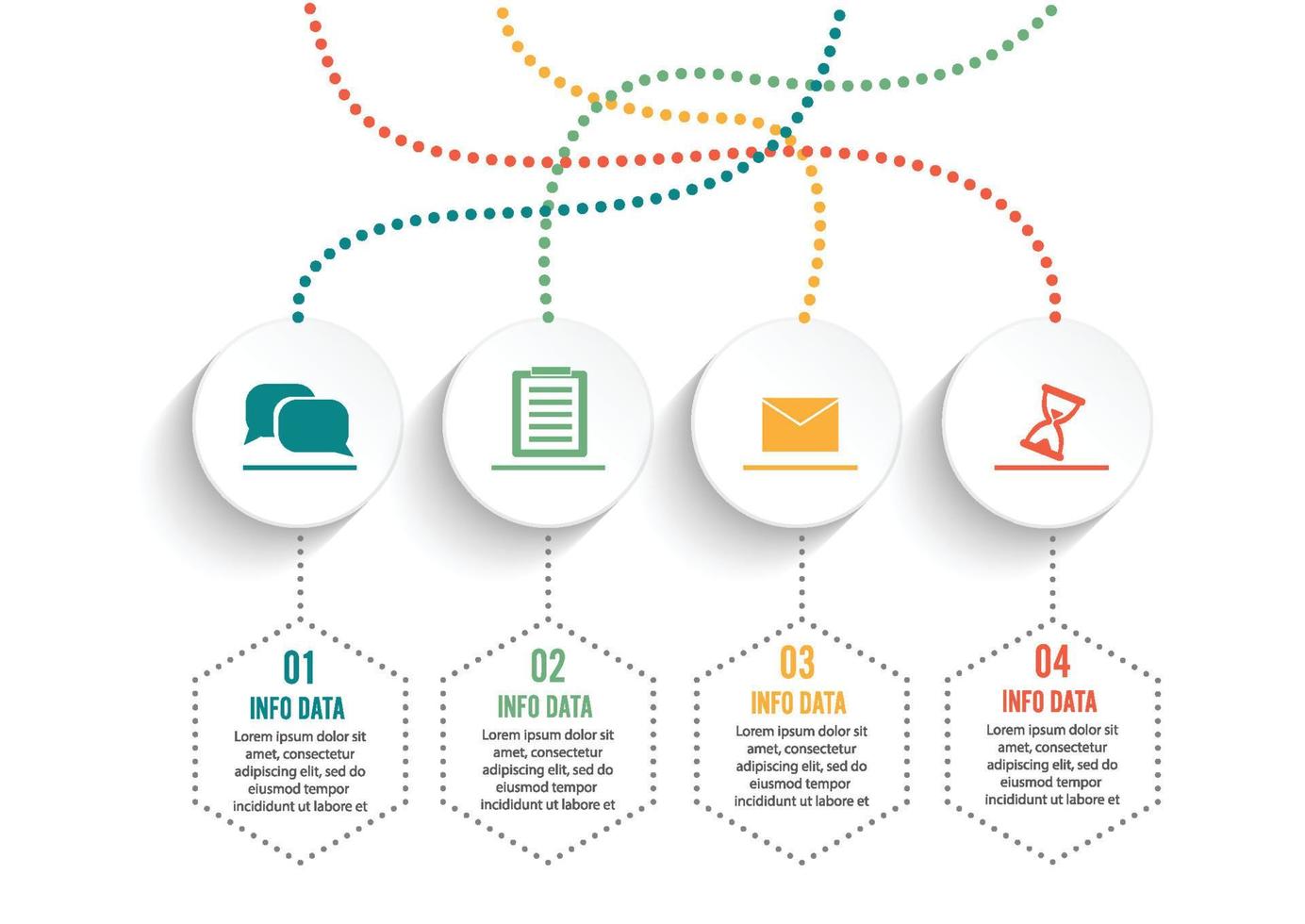 infographic design vektor och marknadsföring ikoner kan användas för arbetsflöde layout, diagram, årsredovisning, webbdesign. affärsidé med 4 alternativ, steg eller processer.