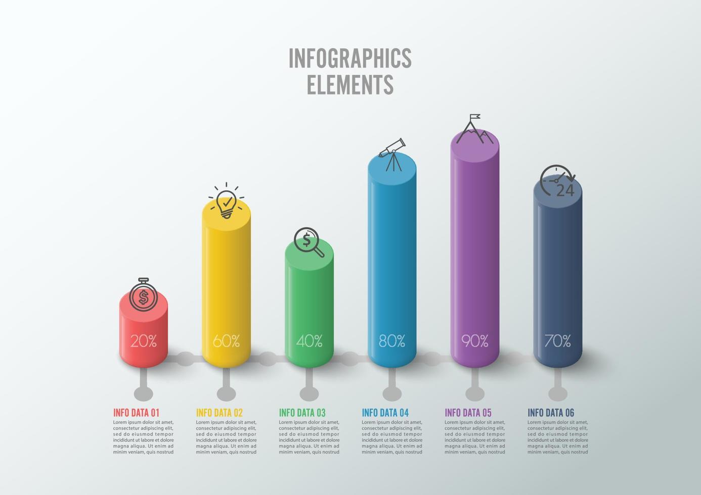 Infografik-Designvorlage kann für Workflow-Layout, Diagramm, Zahlenoptionen, Webdesign verwendet werden. Infografik-Geschäftskonzept mit Optionen, Teilen, Schritten oder Prozessen. abstrakter Hintergrund. vektor