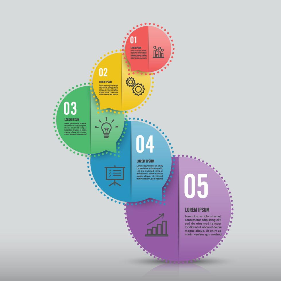 infographics design vektor och marknadsföringsikoner kan användas för arbetsflödeslayout, diagram, årsredovisning, webbdesign. affärsidé med 5 alternativ, steg eller processer.