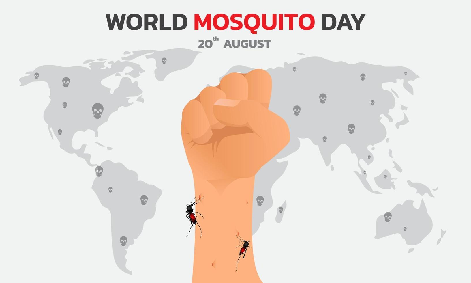 myggvektor med världskartabakgrund, världsmyggdagen, malariadagen, denguefeber. vektor