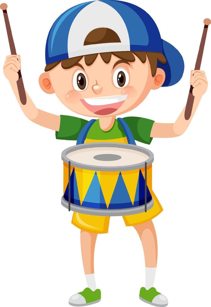 ein kind mit trommelmusikinstrument vektor