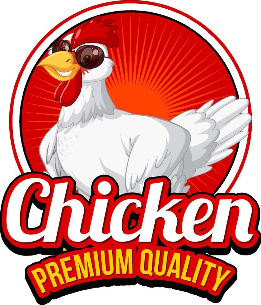 Huhn mit Sonnenbrille Cartoon-Logo vektor