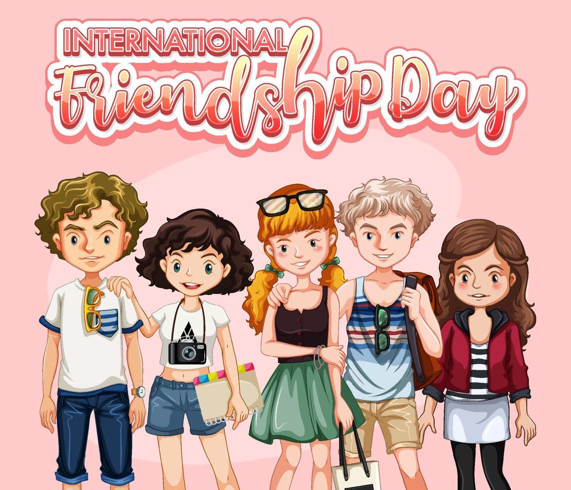 internationell vänskapsdag med tonårsgruppen vektor