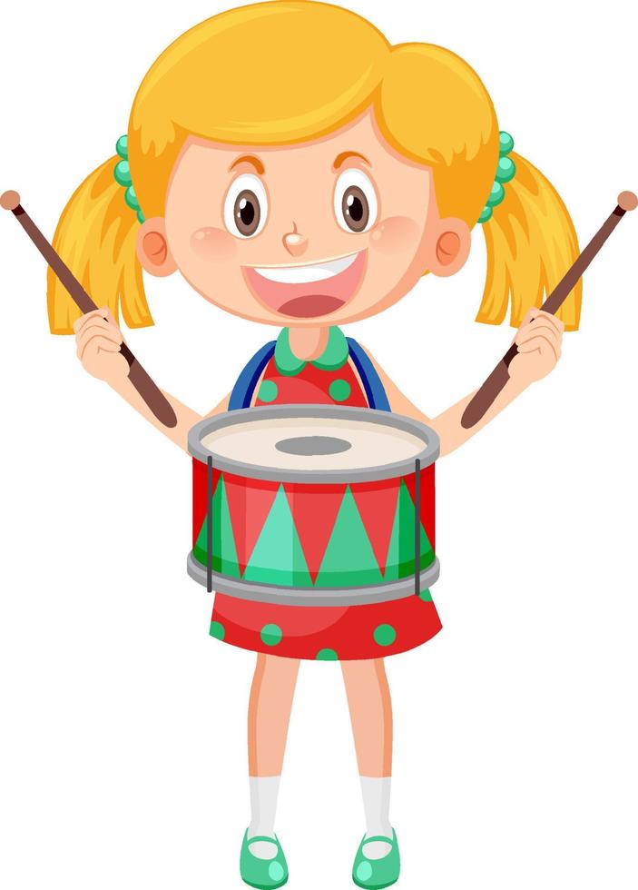 ett barn med trummusikinstrument vektor