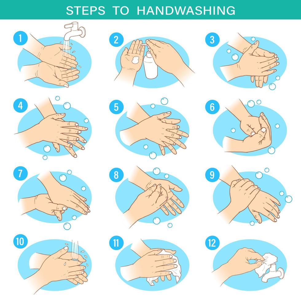 Schritte zum Händewaschen für eine gute Gesundheit vektor