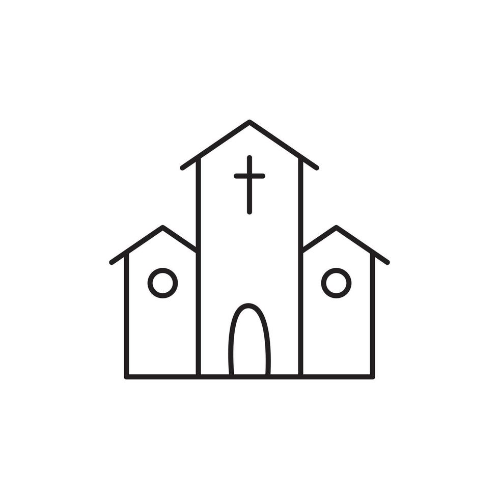 Monoline-Vektorsymbol der christlichen Heiligen Kirche. Kirchengliederung Ostersymbol. heiliger ort gebäude zeichen. isoliert auf weiß vektor