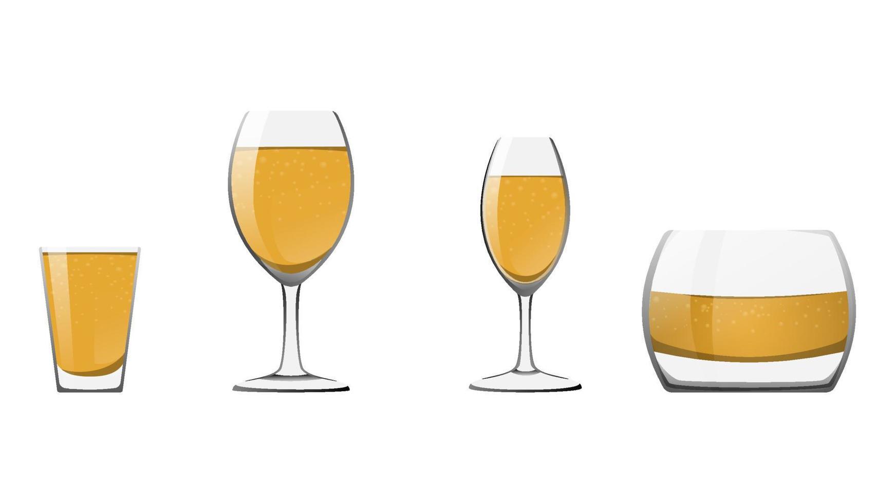 alkohol som serverar glas vektorobjekt på vit bakgrund. vektor
