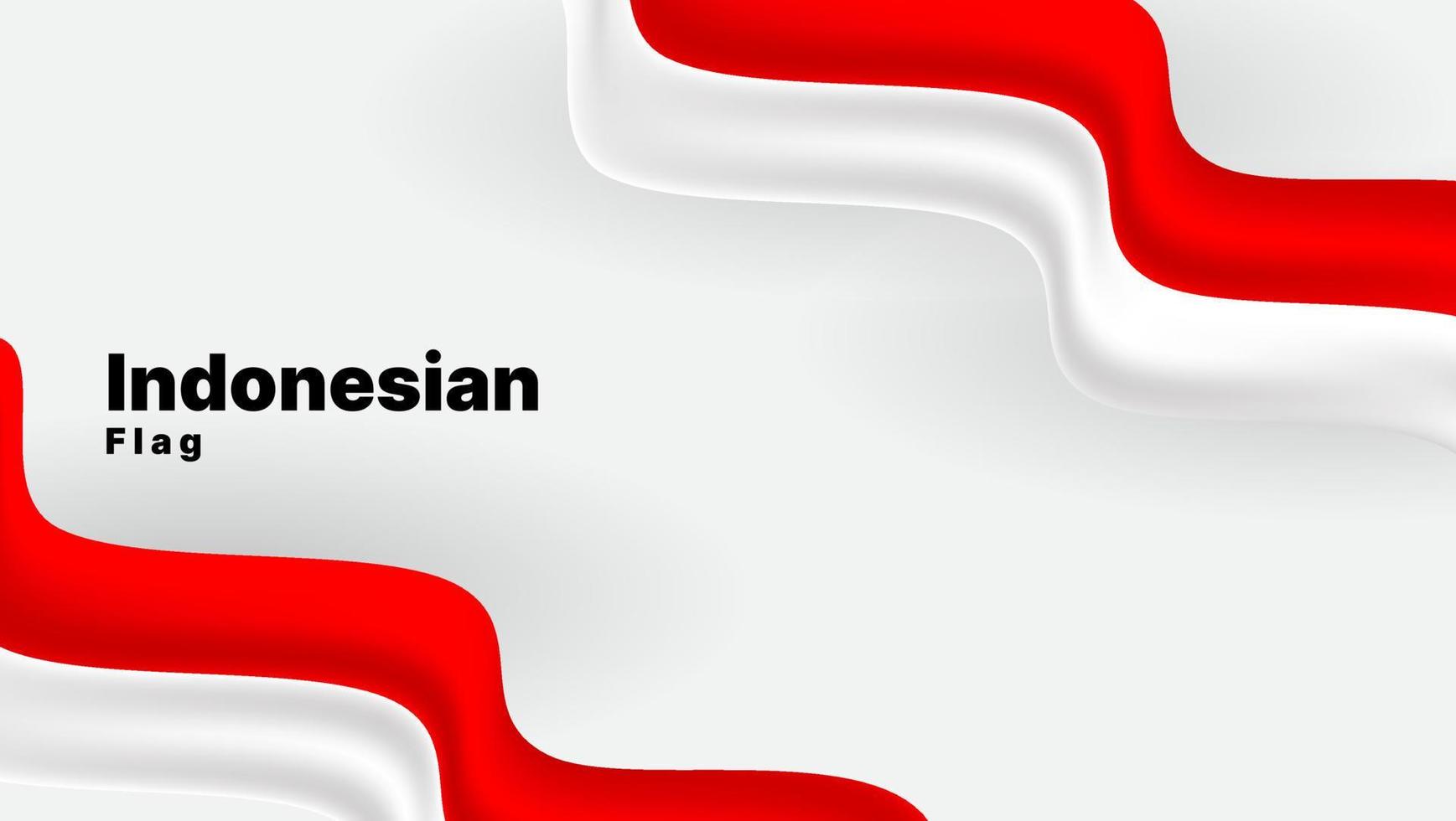patriotischer hintergrund mit gewellter indonesischer flagge. rote und weiße Farbe. Vektor-Illustration vektor