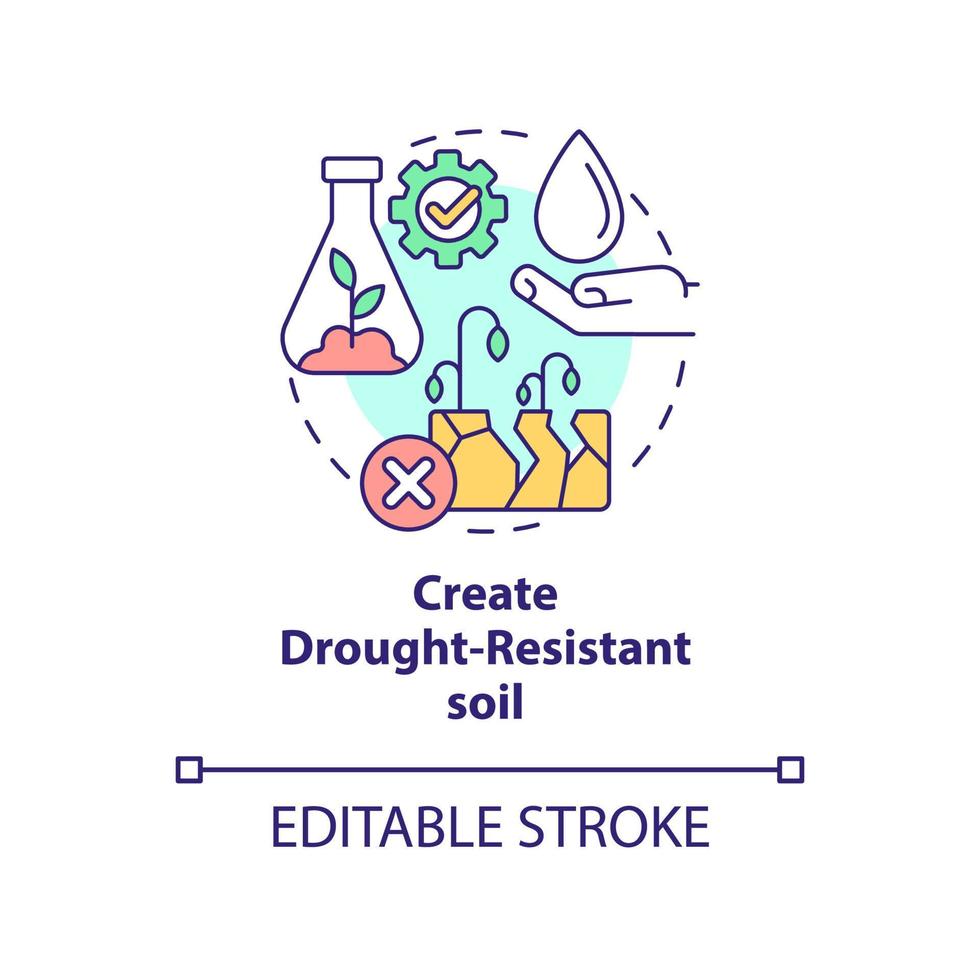 Erstellen Sie ein dürreresistentes Bodenkonzept-Symbol. Umstellung auf regenerative Kultur abstrakte Idee dünne Linie Illustration. isolierte Umrisszeichnung. editierbarer Strich. Arial, unzählige pro-fette Schriftarten verwendet vektor