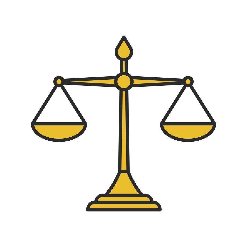Symbol für die Farbe der Gerechtigkeitswaage. Gleichberechtigung. Beurteilung. isolierte Vektorillustration vektor
