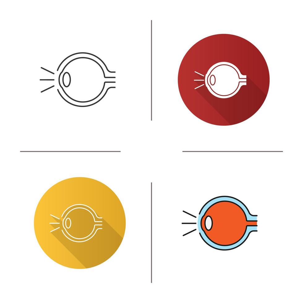 ögonanatomi ikon. platt design, linjär och färgstilar. ljusbrytning i ögat. isolerade vektorillustrationer vektor