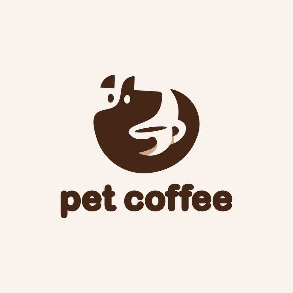 logo hund kaffee symbol braun vorlage vektor illustration