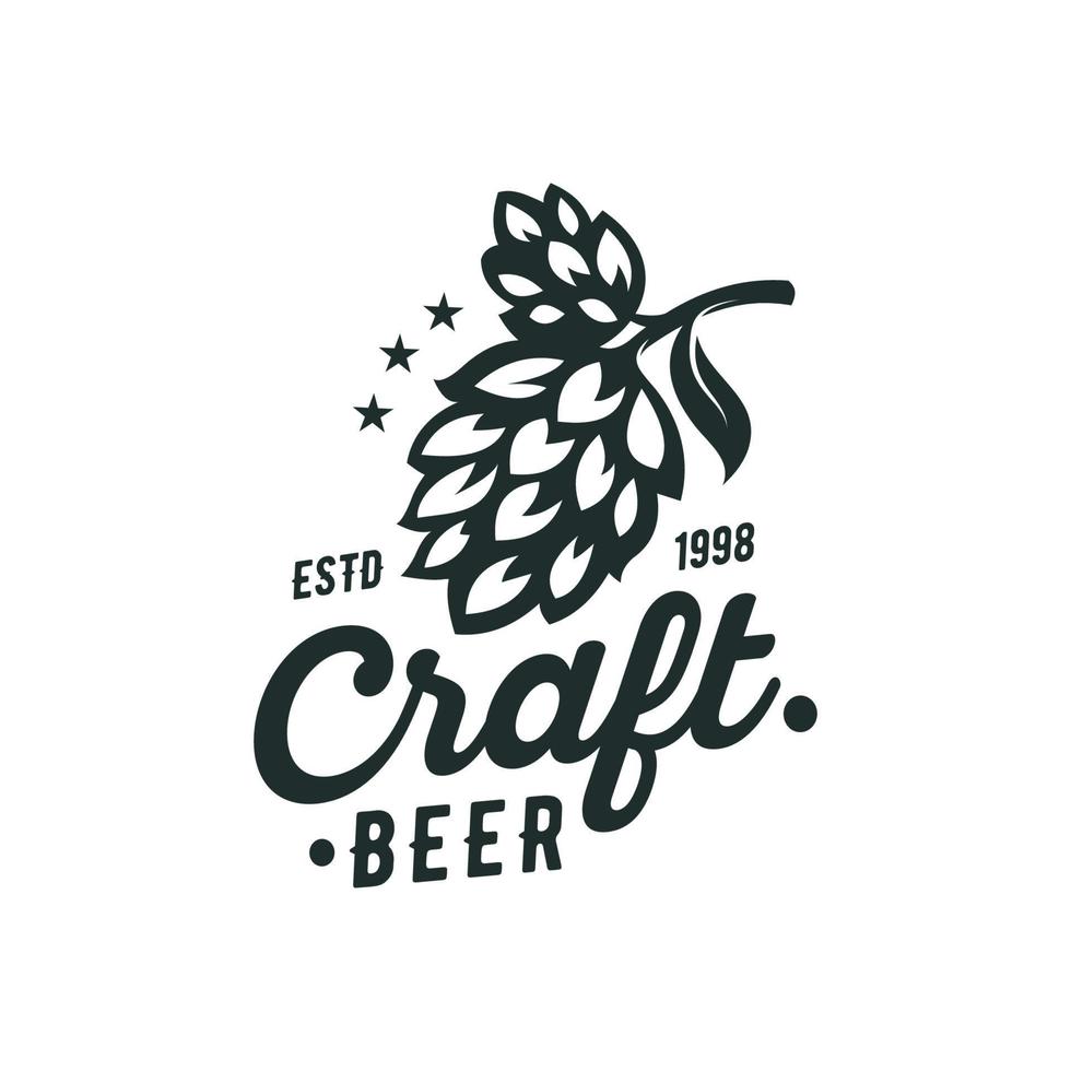 craft beer logo- vektorillustration av humle, emblem design på vit bakgrund. vektor