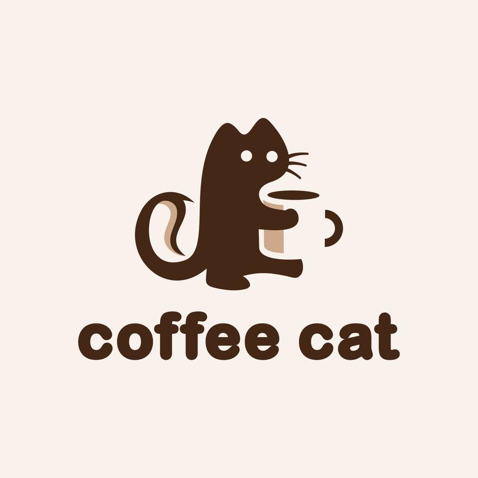 kaffe av katt logotyp design. kaffe av katt logotyp mall. modern design. platt logotyp. vektor illustration