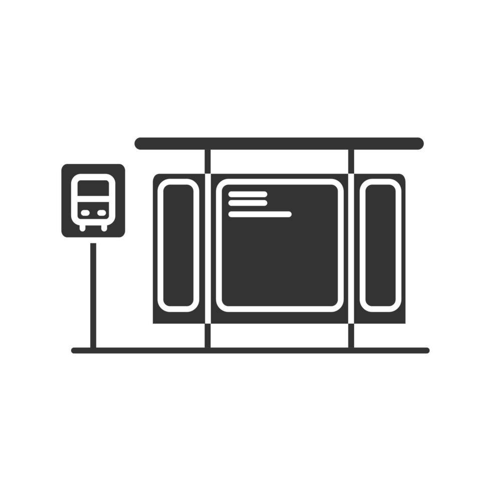 busstation glyfikon. siluett symbol. negativt utrymme. vektor isolerade illustration