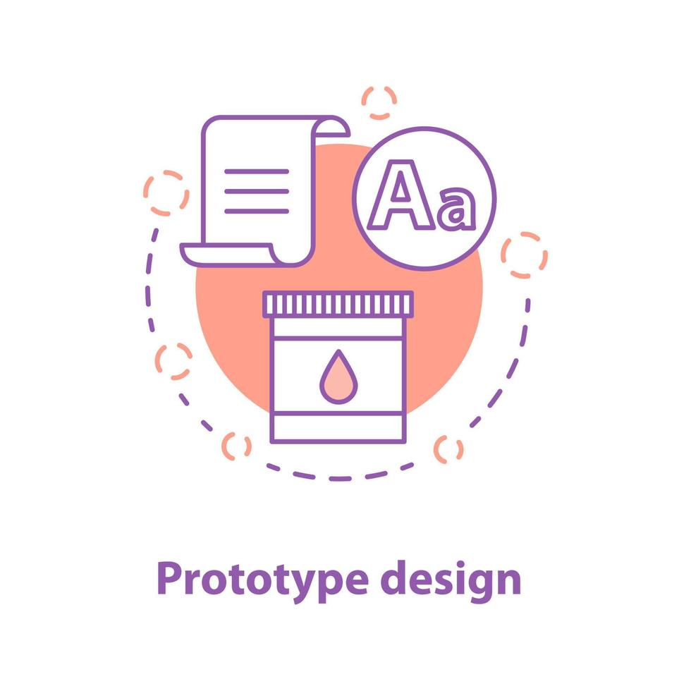 prototyp design koncept ikon. projektförverkligande idé tunn linje illustration. grafisk design. vektor isolerade konturritning