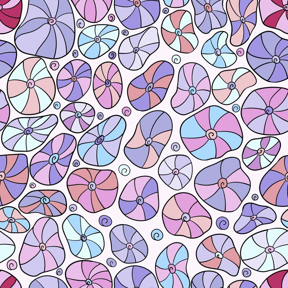 sömlös bakgrund med abstrakt tecknad havssnäckor. nautiskt mönster vektor
