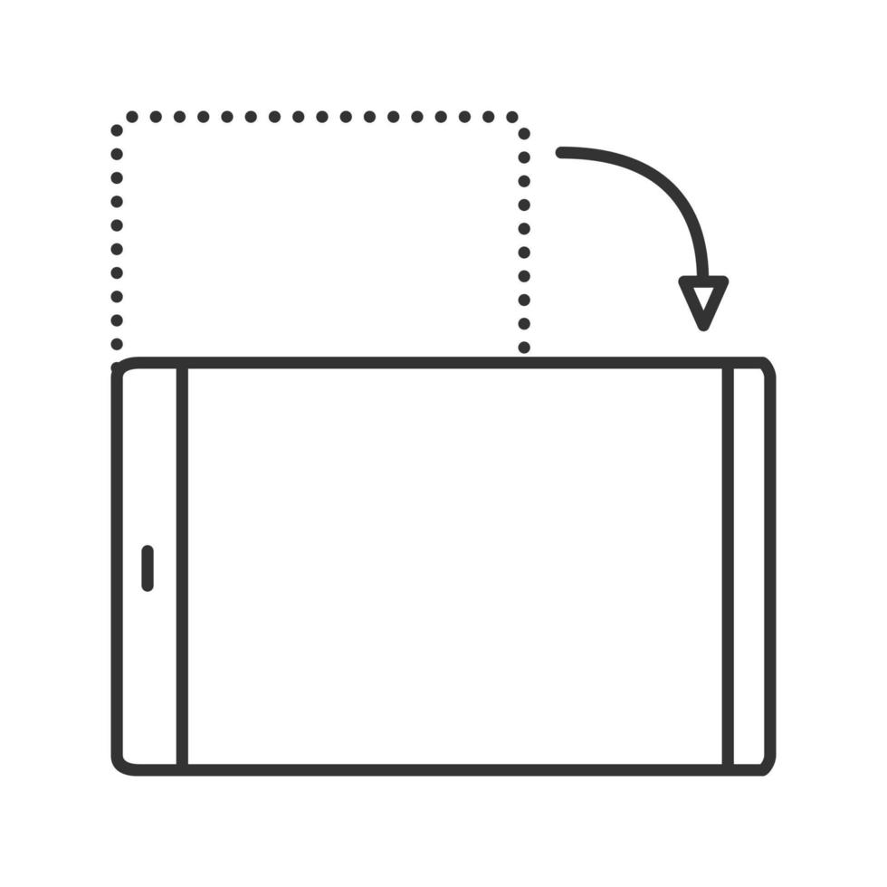 Lineares Symbol für die Rotation des Smartphone-Bildschirms. dünne Liniendarstellung. Änderung der Bildschirmausrichtung. Kontursymbol. Vektor isoliert Umrisszeichnung
