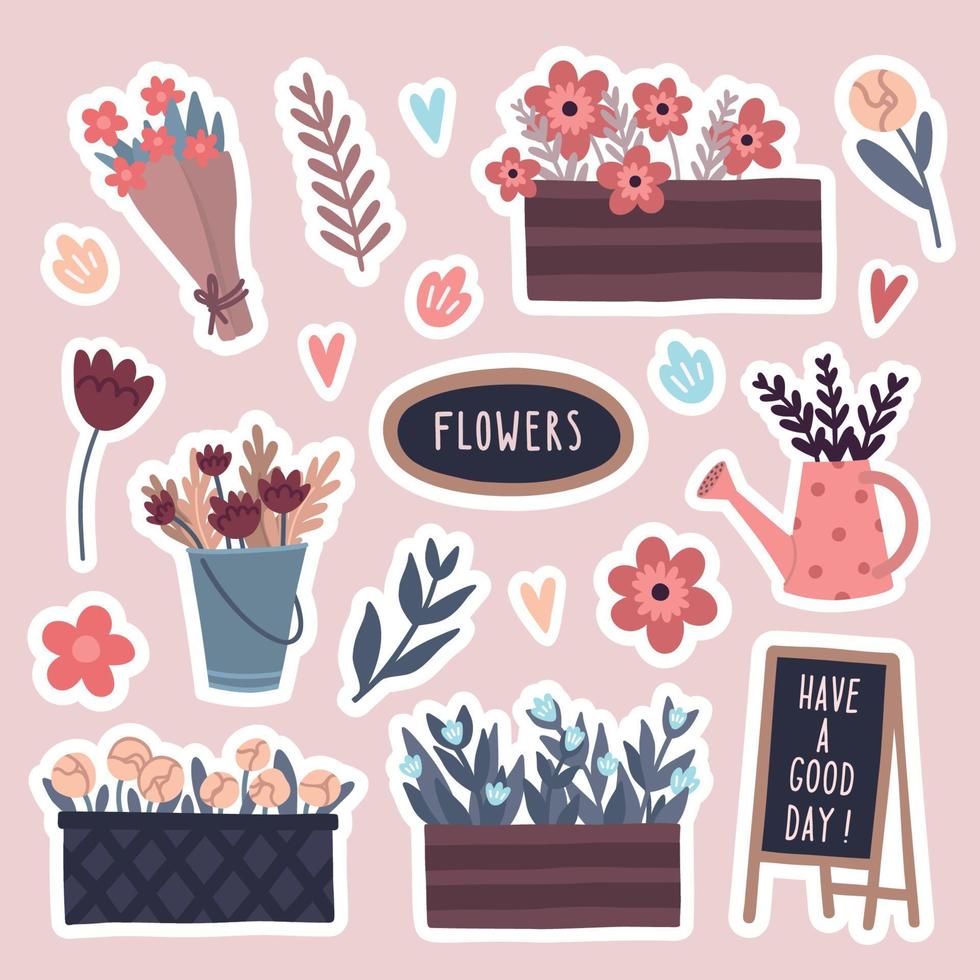 flower sticker set vektor