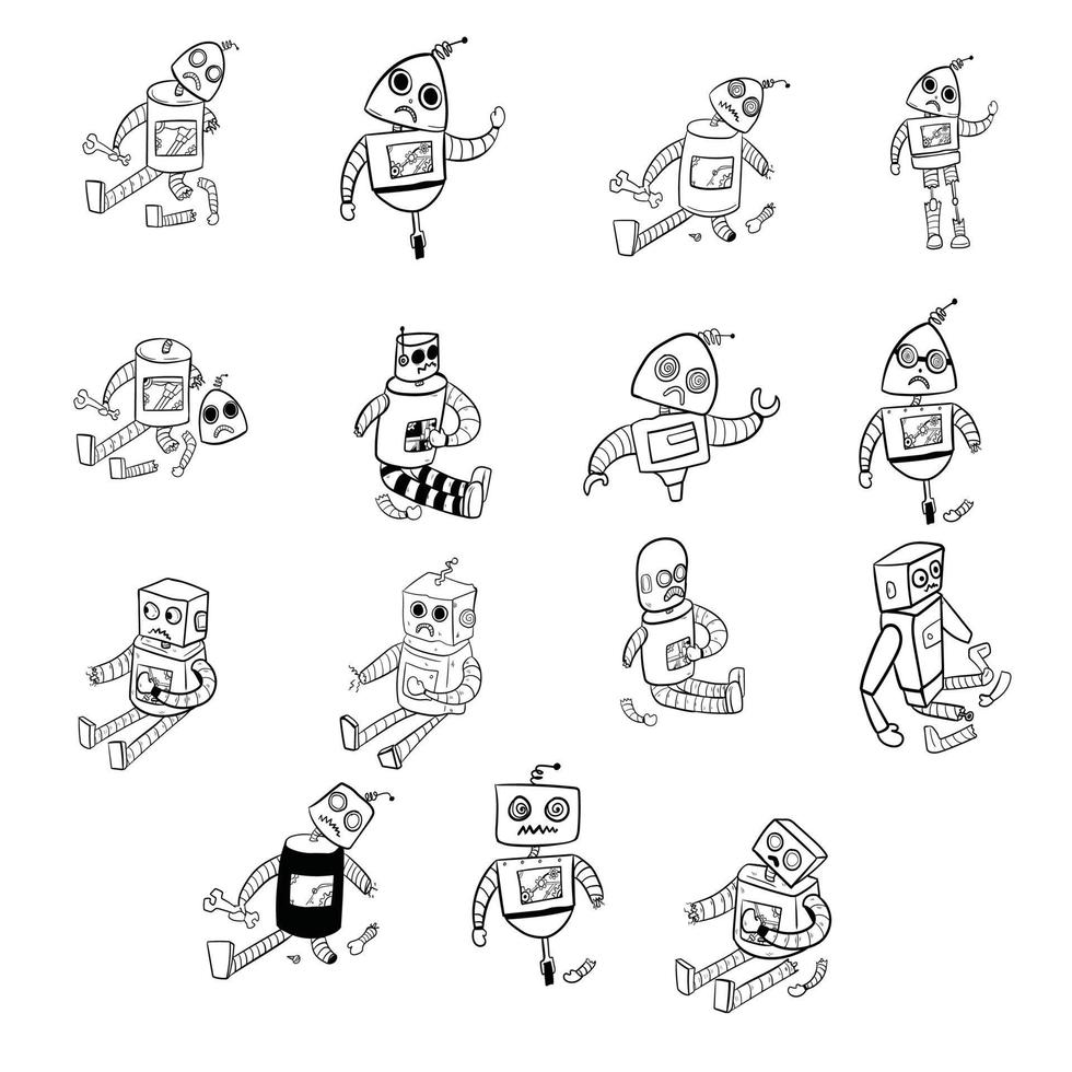 robot doodle konst vektor