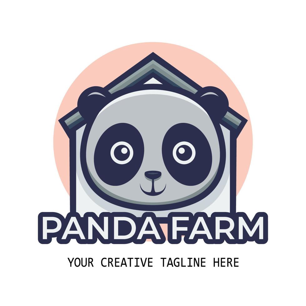 niedliche panda farm cartoon maskottchen logo vorlage vektor