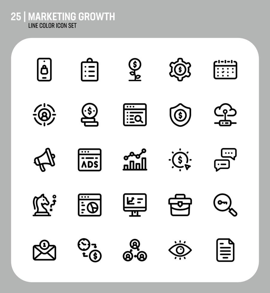 marknadsföring tillväxt disposition ikonuppsättning. vektor