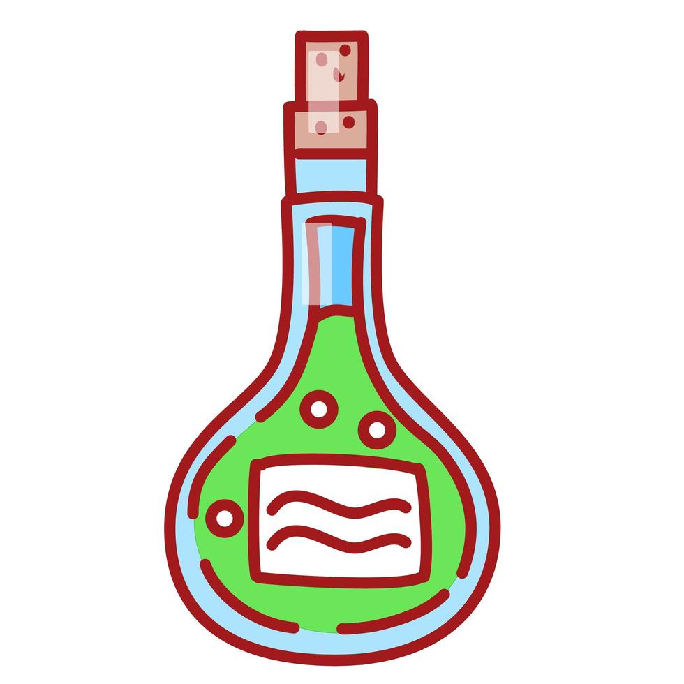 färgglad magisk flaska med dryck. vektor illustration