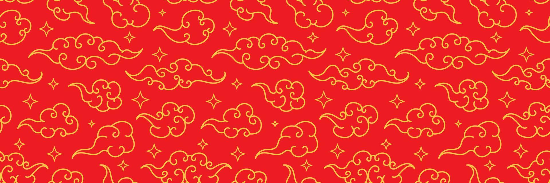 tibetansk himmel sömlösa mönster elegant stil röd färg vektor