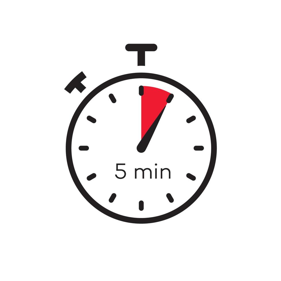 5-Minuten-Timer-Vektorsymbol-Farbstil vektor