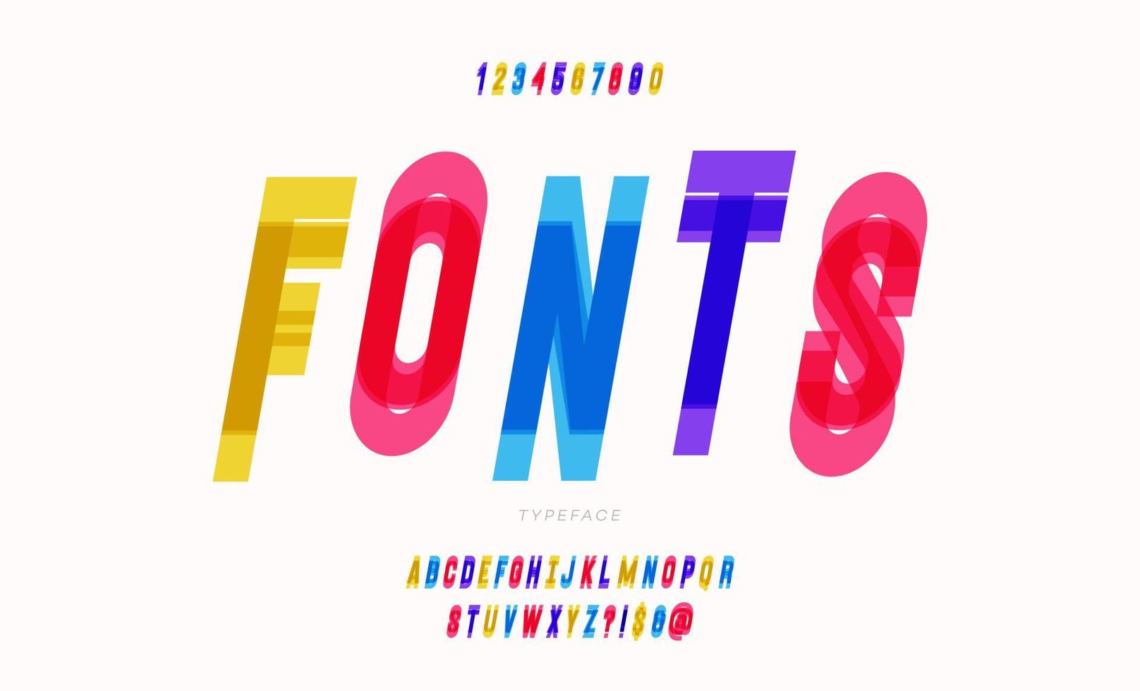 vektor teckensnitt färg lager multiplicera effekt trendig typografi