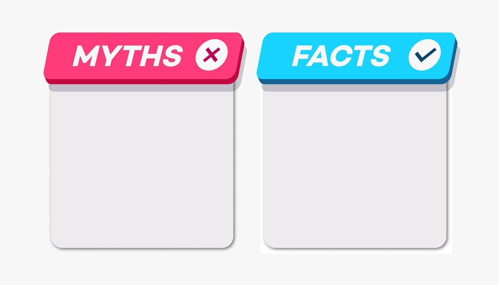 Mythen vs Fakten Karte 3D-Stil isoliert auf weißem Hintergrund vektor