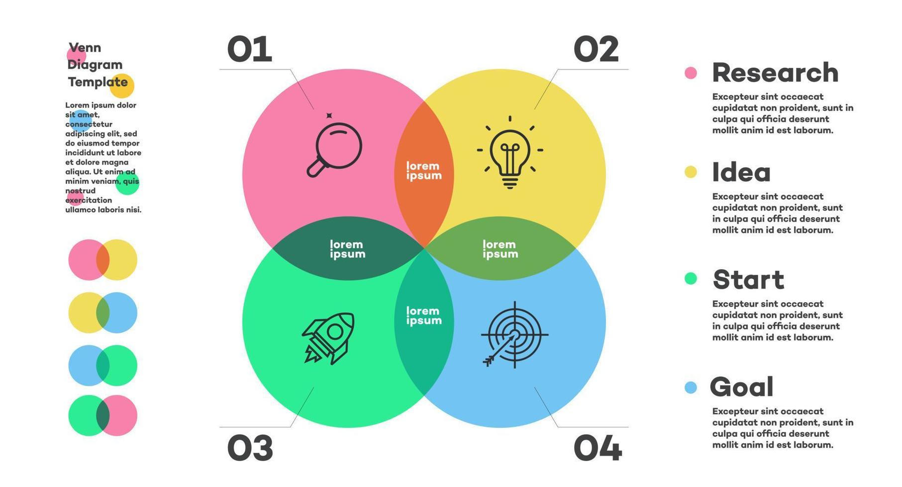 Venn-Diagramm-Infografik-Diagramm-Vektorvorlage vektor