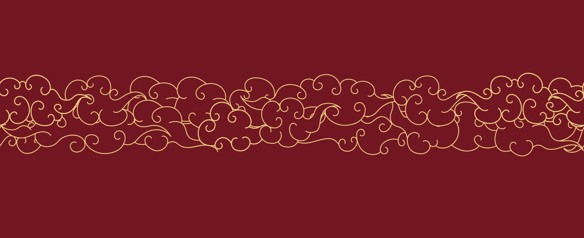tibetischer himmel nahtloses muster eleganter stil rote farblinie vektor