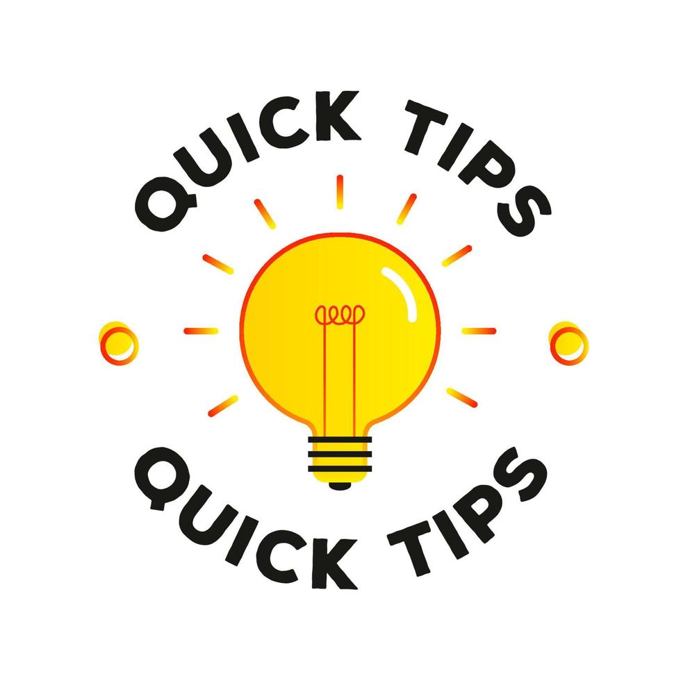 Quick Tips Labelwith Glühbirne im modernen Stil vektor