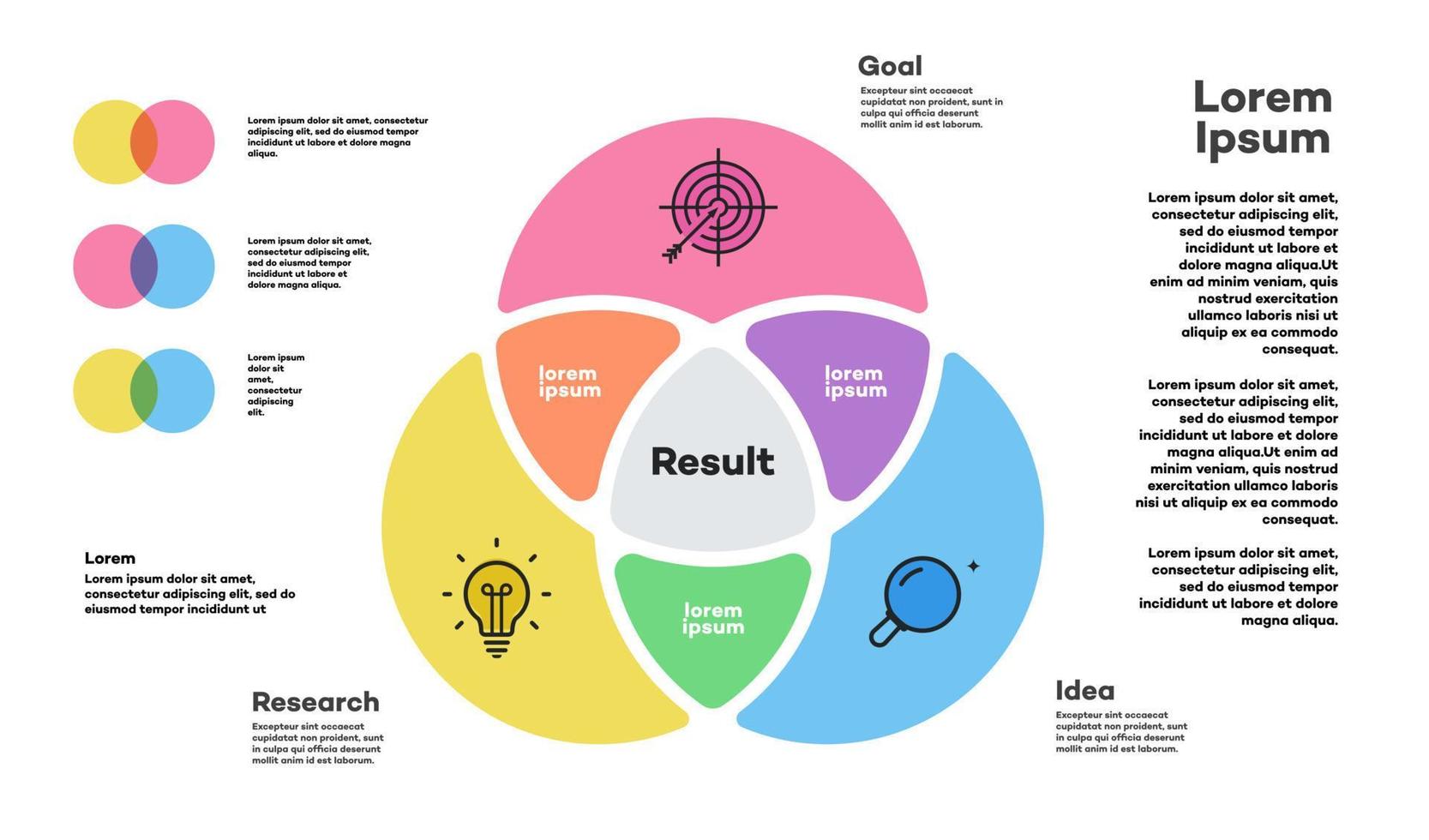 Venn-Diagramm-Infografik-Diagramm-Vektorvorlage vektor