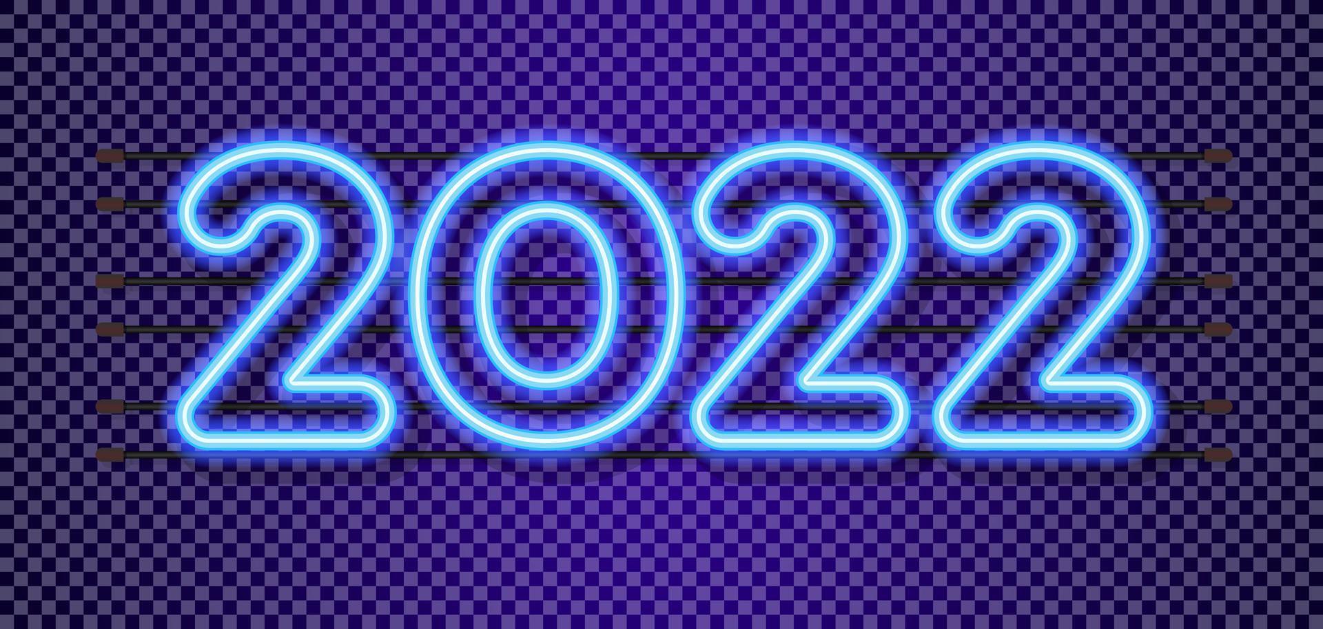 2022 zeichen neonstil auf transparentem hintergrund vektor