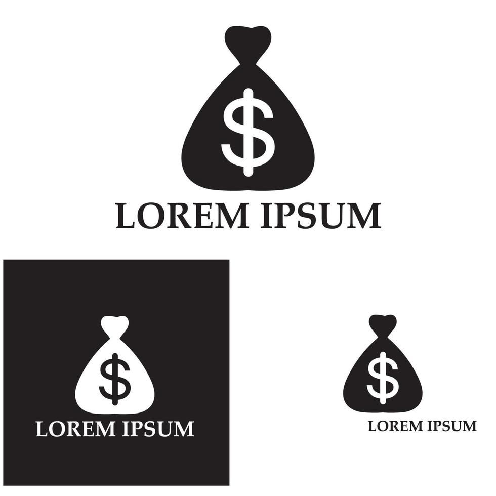 pengar påse med dollar symbol vektor logotyp ikon