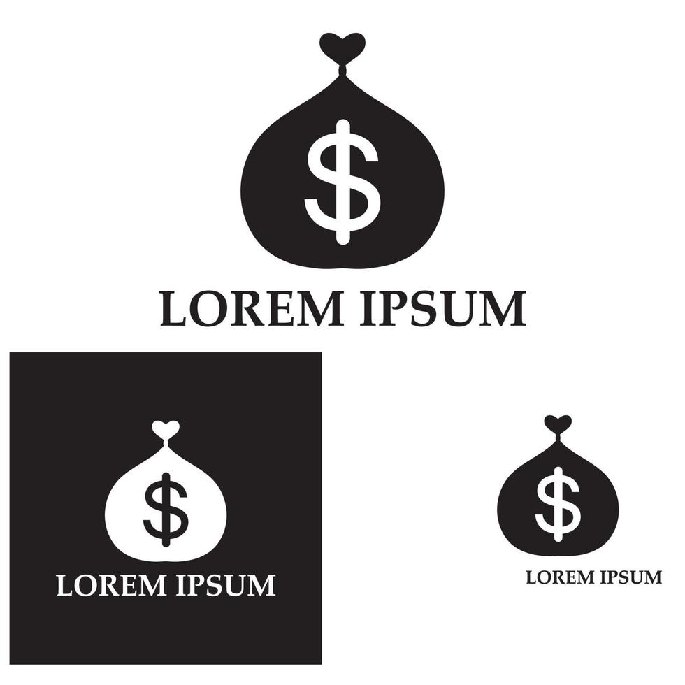 pengar påse med dollar symbol vektor logotyp ikon