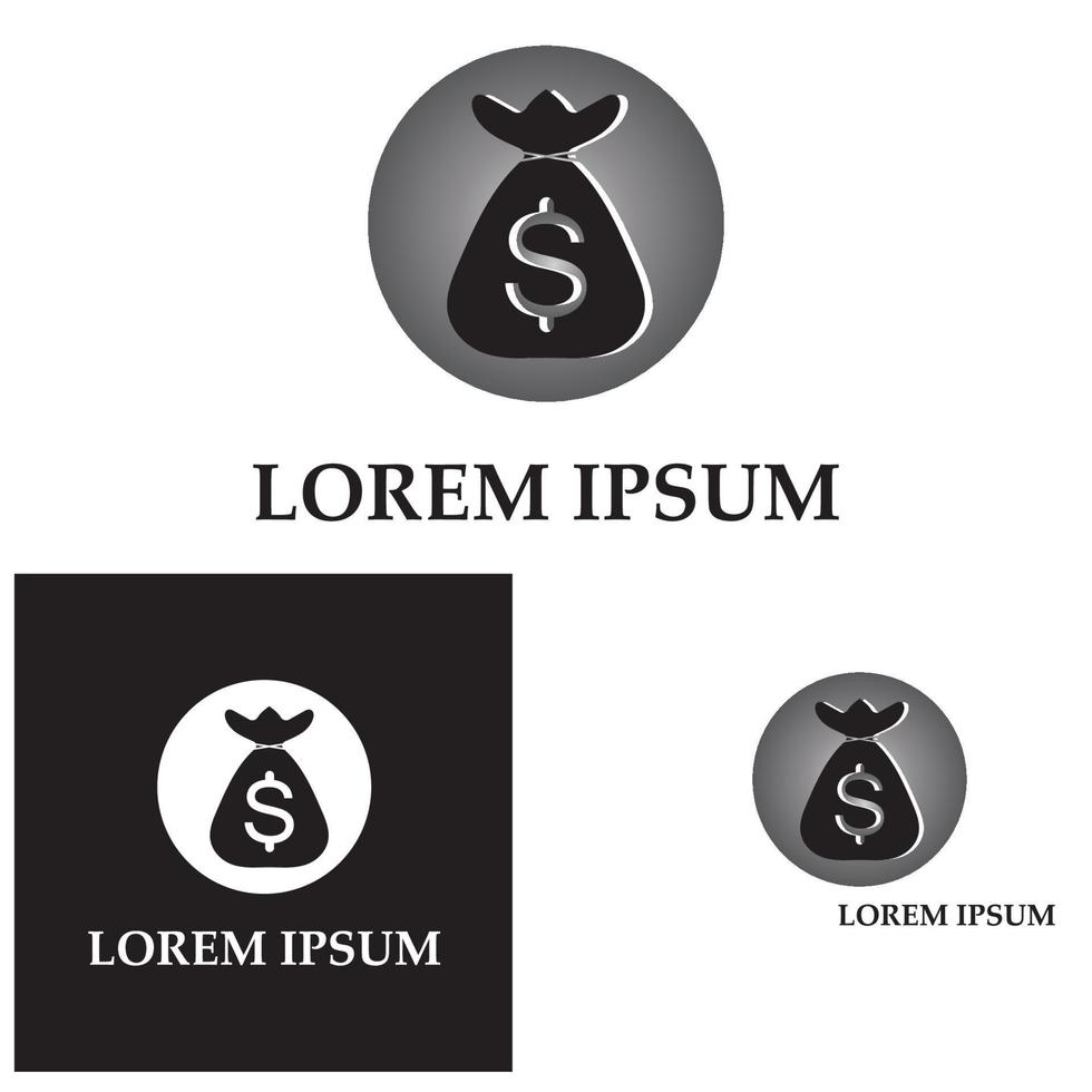 pengar påse med dollar symbol vektor logotyp ikon