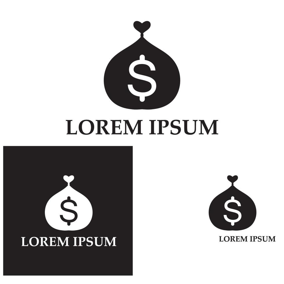 pengar påse med dollar symbol vektor logotyp ikon