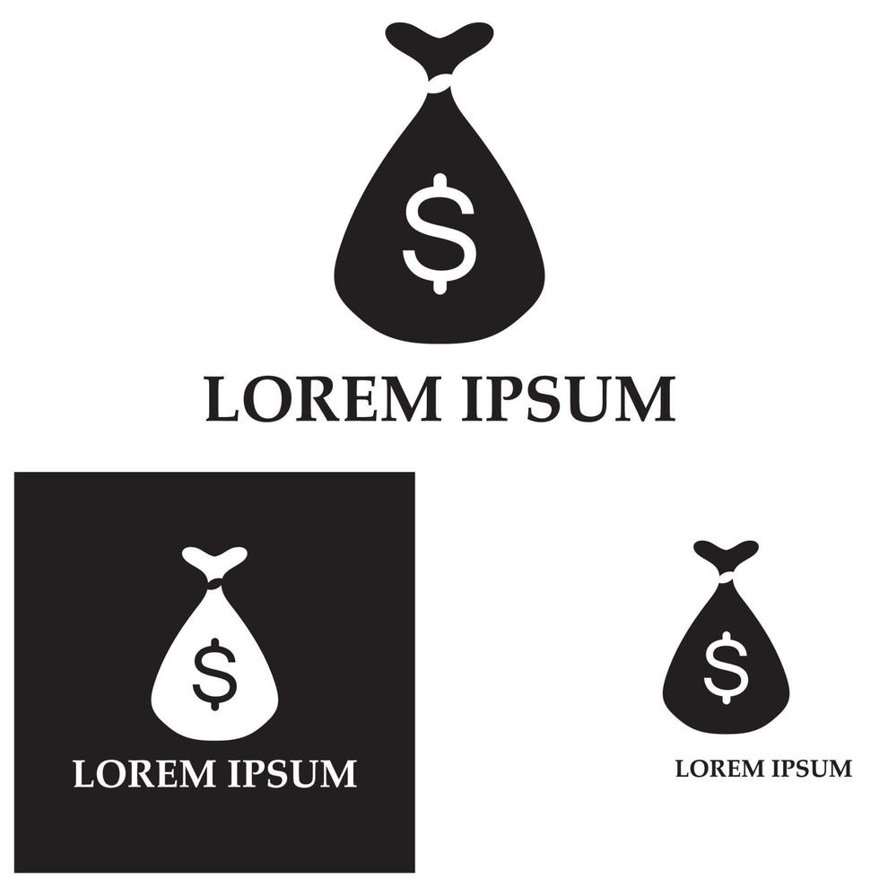 pengar påse med dollar symbol vektor logotyp ikon