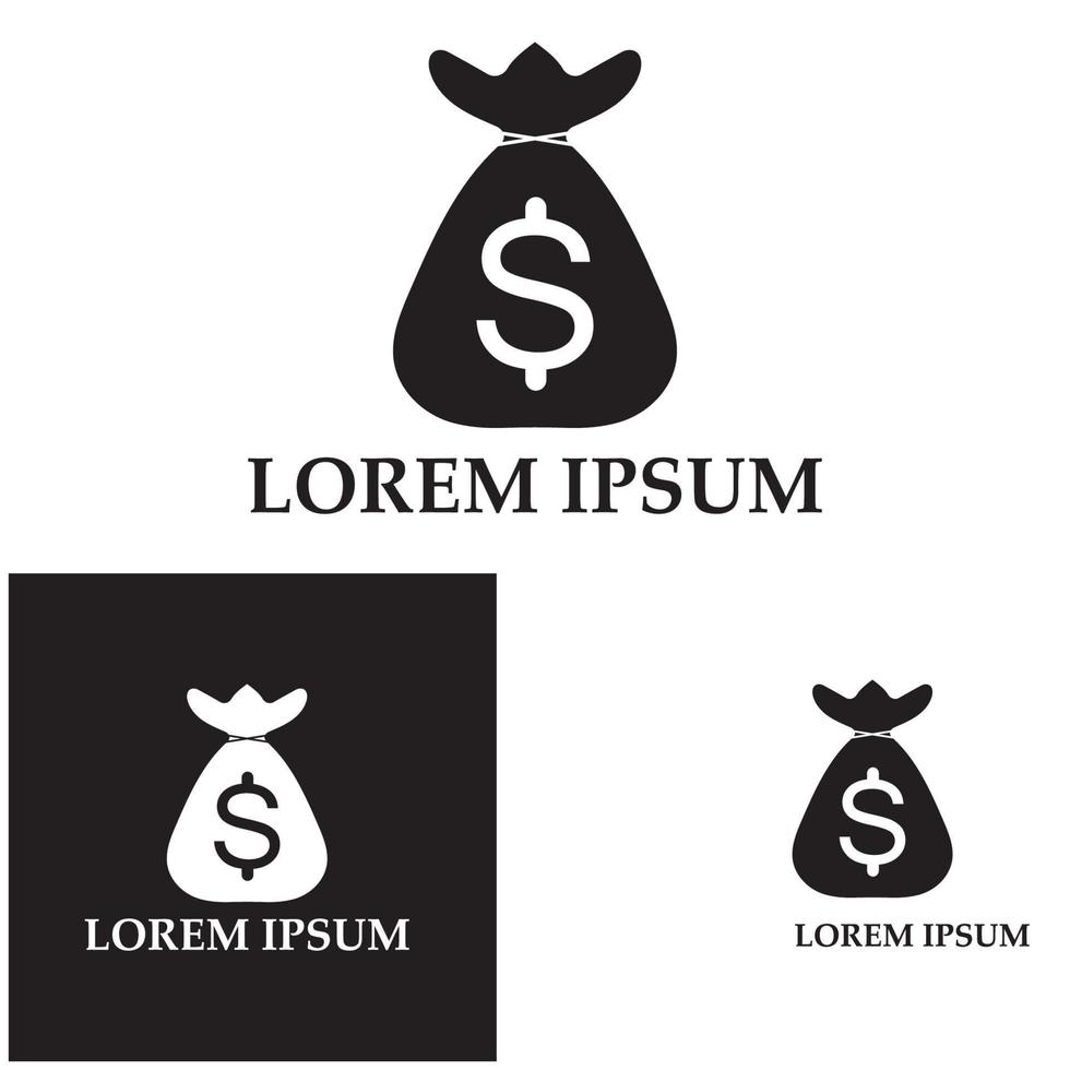 pengar påse med dollar symbol vektor logotyp ikon