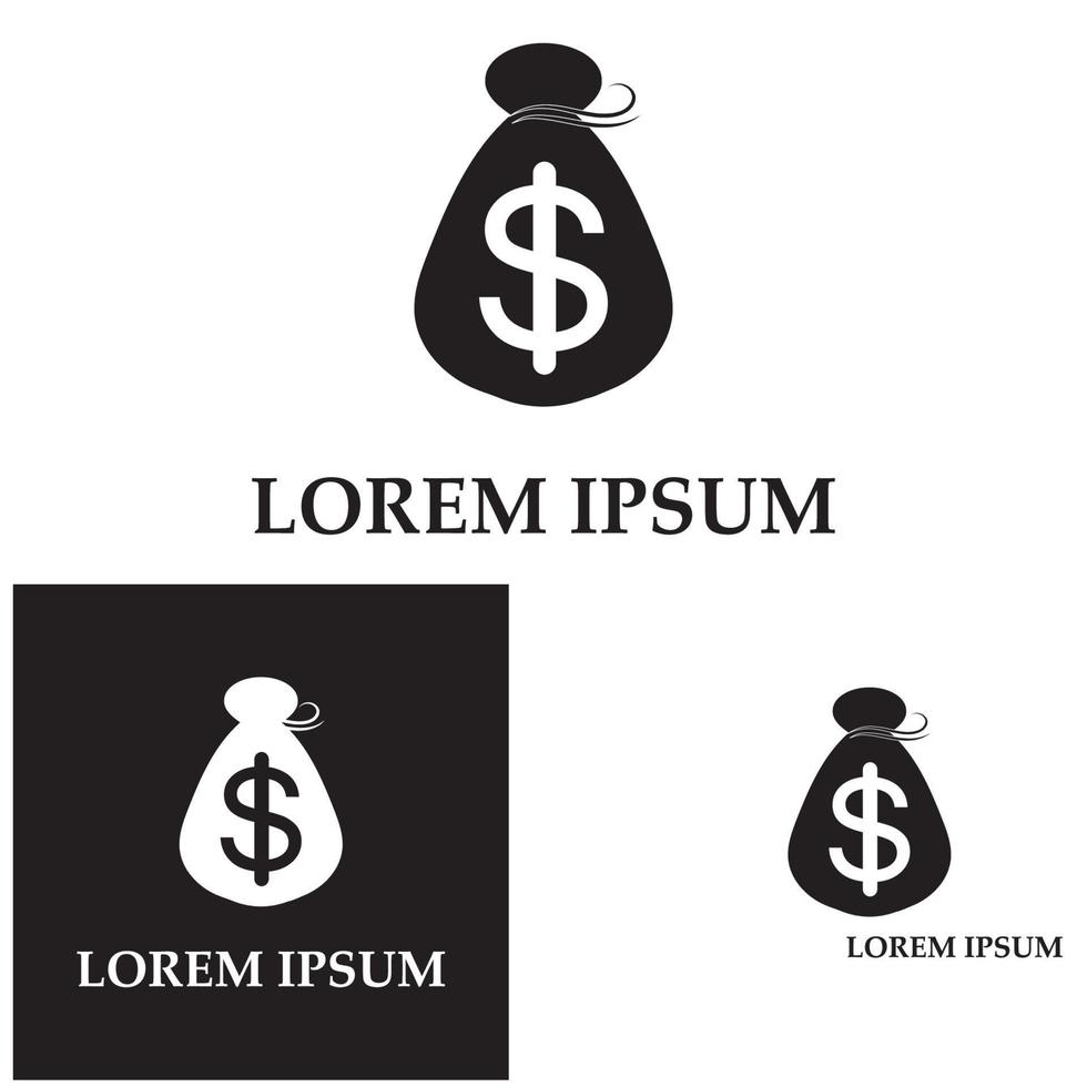 pengar påse med dollar symbol vektor logotyp ikon