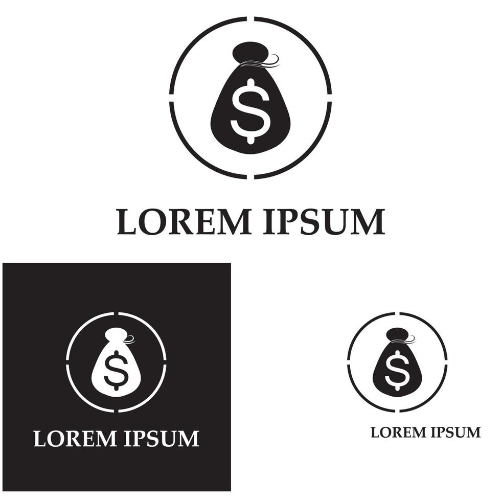 pengar påse med dollar symbol vektor logotyp ikon