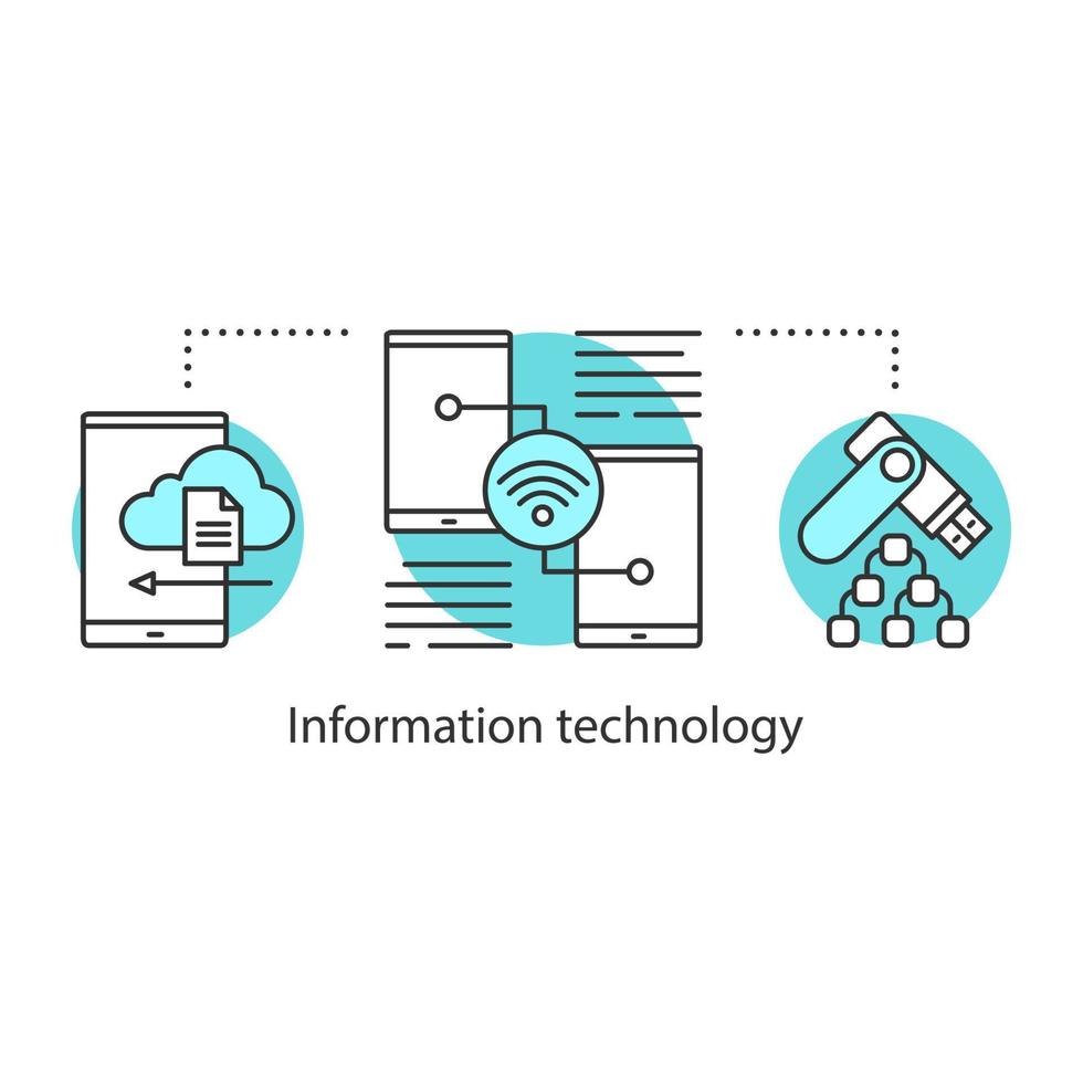 Symbol für das Konzept der Informationstechnologie. digitale dienste idee dünne linie illustration. Webspeicher. Vektor isoliert Umrisszeichnung