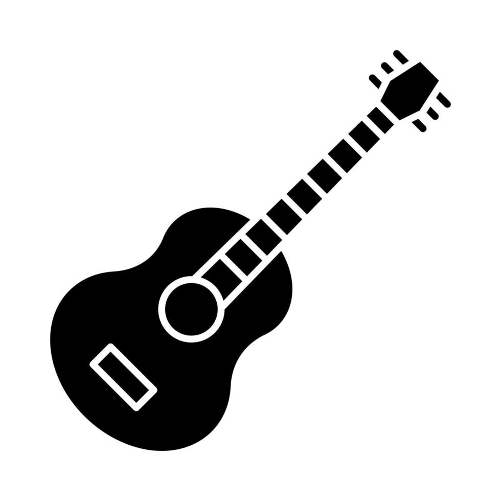 Gitarren-Glyphe-Symbol. mexikanischer Vihuela. Saiten akustisches Musikinstrument. Ukulele. Silhouettensymbol. negativer Raum. vektor isolierte illustration